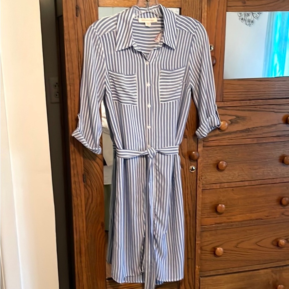 Blue Striped Size Small Midi Dress